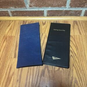 2 VTG Calling Card Holders with Vintage Printed Cards Ephemera Lot Junk Drawer